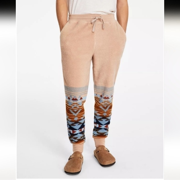SUN + STONE Men's Desert Snow Geo-Print Fleece Joggers Size XXL Aztec Western - Picture 2 of 15